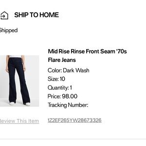 Dark wash, mid rise front seam 70’s Express flare jeans